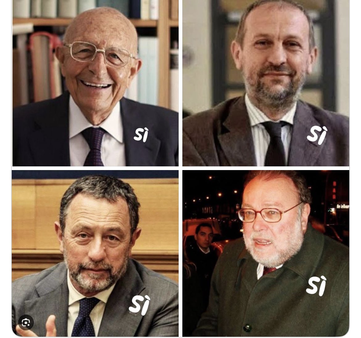 mariamacina's tweet photo. Quando #CASSESE ex Giudice della Corte Costituzionale; #CAIAZZA Presidente Unione Camere Penali; #CECCANTI Costituzionalista del PD e #PETRUCCIOLI ex Senatore PCI, SONO CONVINTAMENTE PER IL SI, cos’altro si può dire per giustificare il NO se 
non VOTO POLITICO IDEOLOGICO? https://t.co/dW4Aj56cBN
