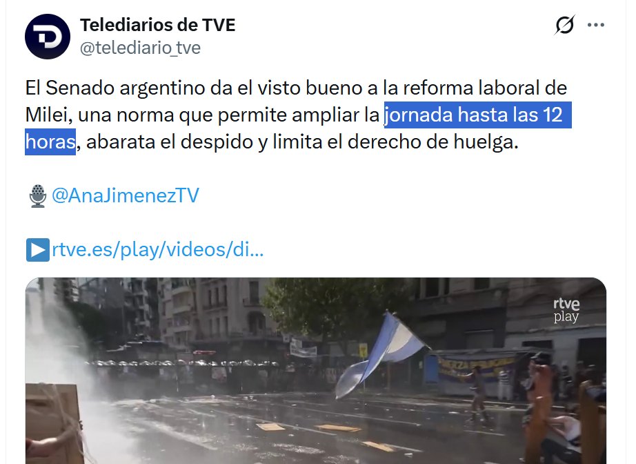 MuyLiberal's tweet image. Yo vi la noticia en @A3Noticias pero ya comprobé que todos la dan igual:

En la Argentina de @JMilei el Senado aprueba una reforma laboral que aumenta la jornada laboral hasta las 12 horas 🫢😨😱

Pero como ya me los conozco, profundicé y muy fácilmente encontré la verdad, que ya…