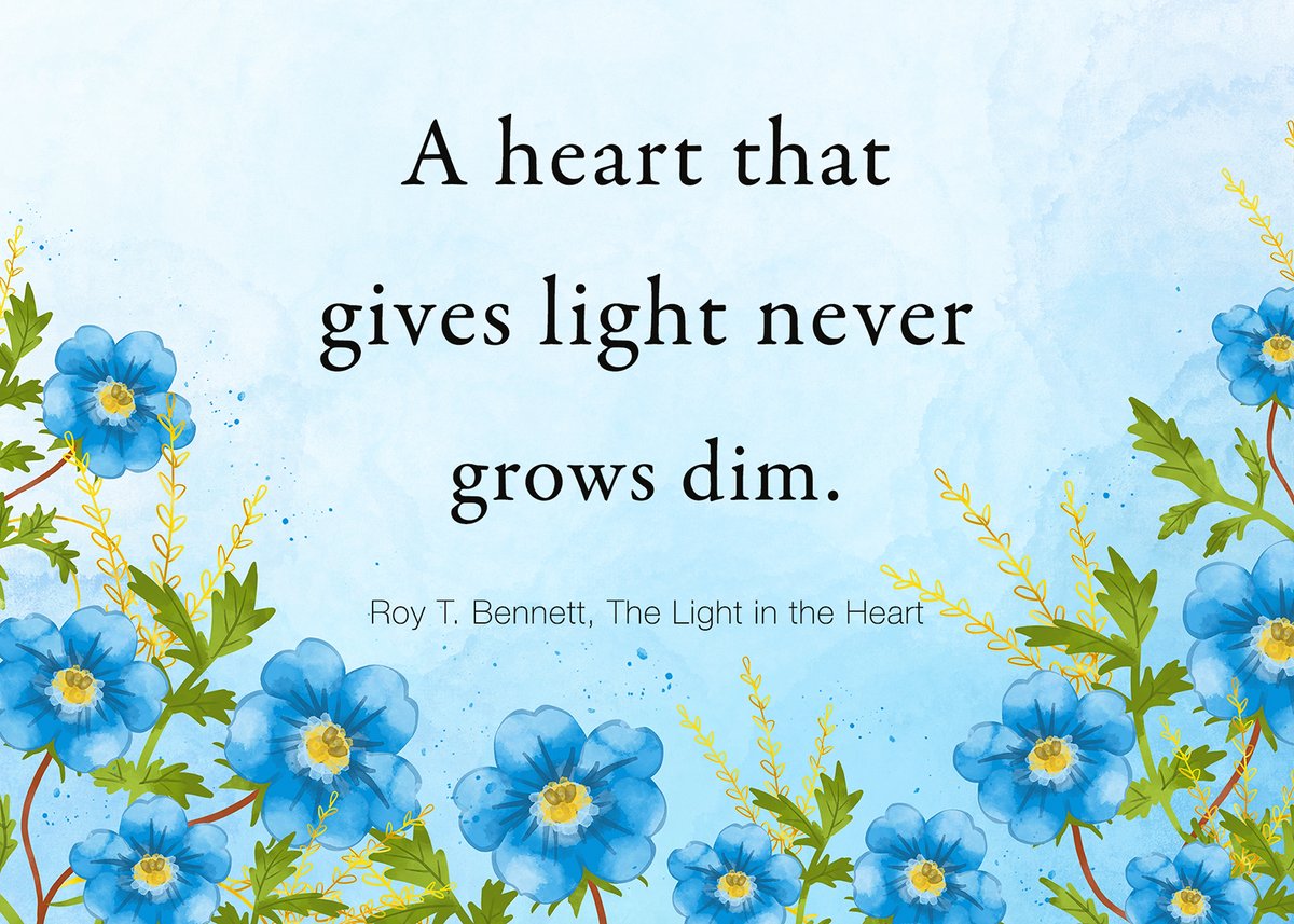 A heart that gives light never grows dim.
Roy T. Bennett, The Light in the Heart