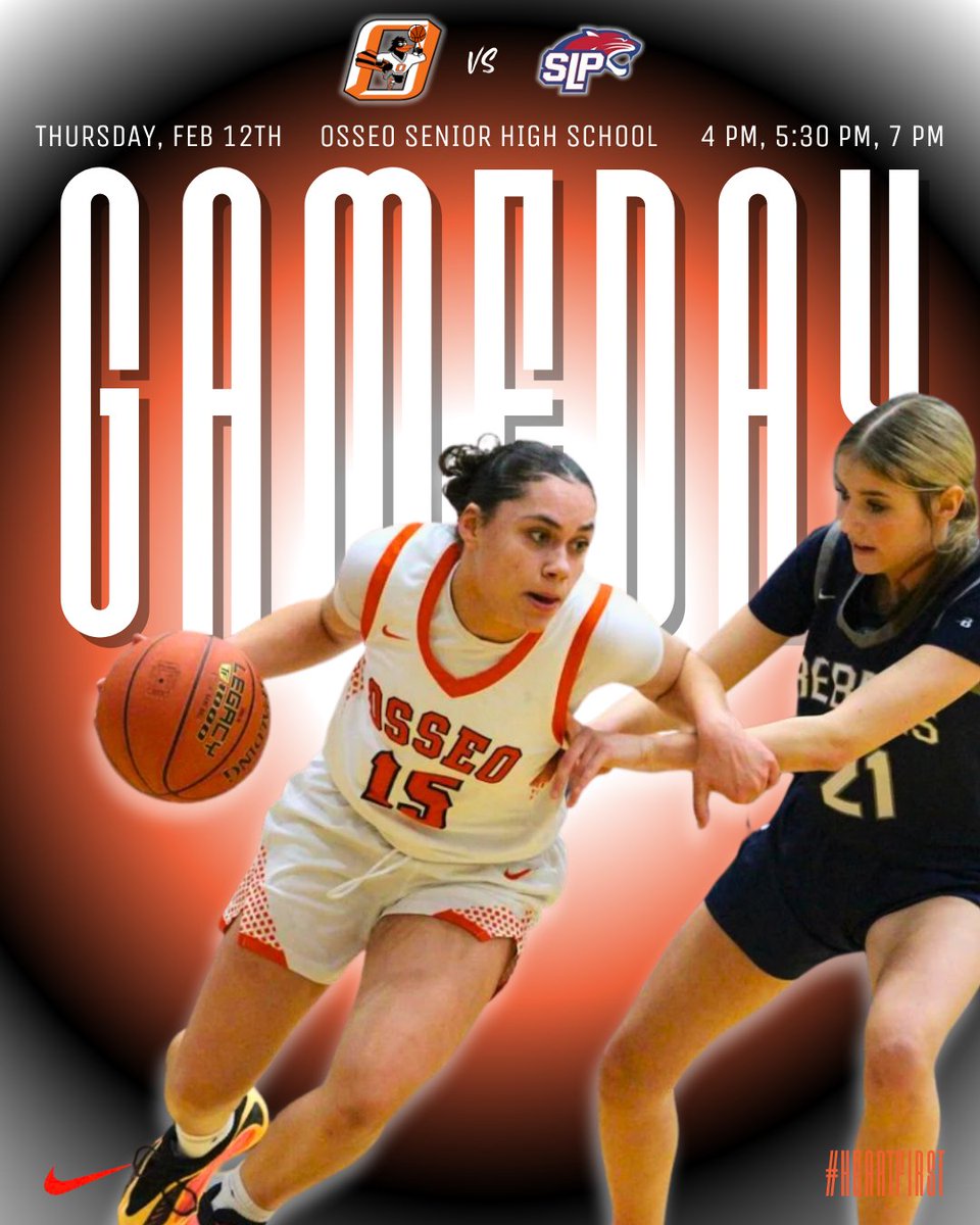 OsseoGirlsBBall's tweet photo. Osseo hosts the Panthers of Spring Lake Park in a NWSC rematch tonight at The Nest! Go Orioles!
9th Grade - 4 pm
B Squad - 5:30 pm (at Elk River)
JV - 5:30 pm
Varsity: 7 pm
#HeartFirst https://t.co/S6W3id1Wir
