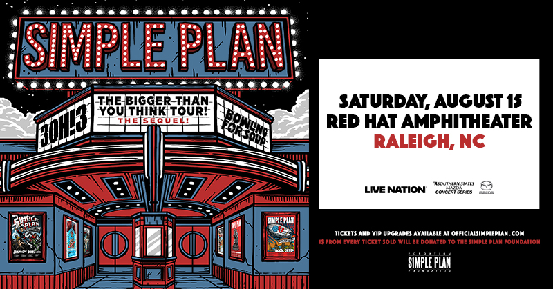 RedHatAmp's tweet image. PRESALE HAPPENING NOW! 🤩 @SimplePlan is coming to @RedHatAmp #Raleigh on Sat 8/15 for It’s Bigger Than You Think Tour The Sequel! With special guests Bowling for Soup and 3OH!3!

🎟️ Use code: SHIMMER - bit.ly/405JfrC

Part of the Southern States Mazda Concert Series
