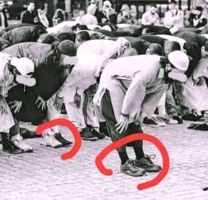 Praying with shoes is a forgotten Sunnah ✅ 
1️⃣ Sa`id bin Yazid Al-Azdi: I asked Anas bin Malik رضي الله عنه whether Prophet Muhammad ﷺ  had ever, prayed with his shoes on. He replied: "Yes ✅ ." - Sahih al-Bukhari 386 
2️⃣Prophet Muhammad ﷺ said: Act differently from the Jews,