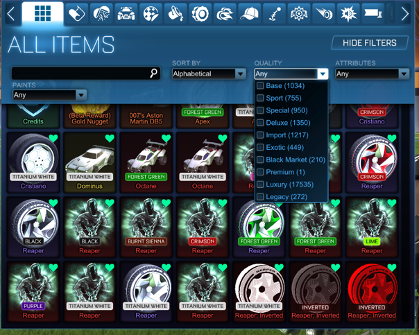 TheGreenFireCS's tweet photo. @jynxzi i probably have one the biggest inventories on rocket league (i use to trade frequently when it was still a thing). #bringbacktrading https://t.co/Dy8HvYHf43