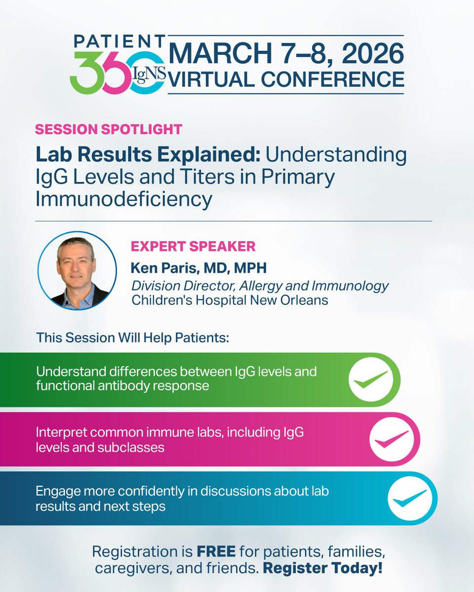 Understanding lab results can support informed care discussions. In this #Patient360 session, Ken Paris, MD, MPH explains common immune lab tests, including IgG levels and subclasses, and how patients can prepare questions for care conversations. bit.ly/3OkUrho