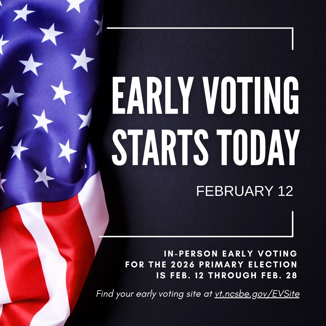 CaldwellDemsNC's tweet photo. Early voting for the NC primary begins TODAY!
The primary is where we choose the candidates who will move on to the general election in November.
Grab a neighbor, make a plan, and go vote! 🗳️
#NCEarlyVoting
#VoteNC
#NCPrimary
#GoVote
#NCVotes
#YourVoteMatters
#MakeAPlanToVote https://t.co/WJtbkQfXdt