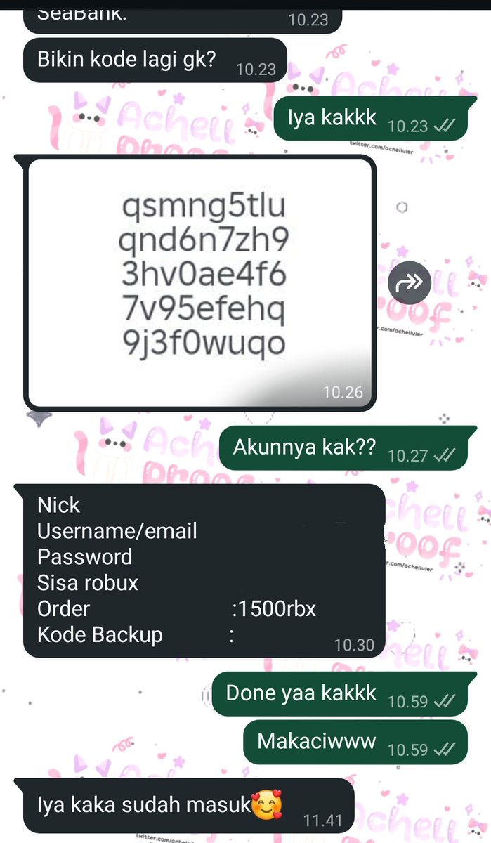 chellibrary's tweet image. Onel seblak yang lagi lagi reorder robux🥰