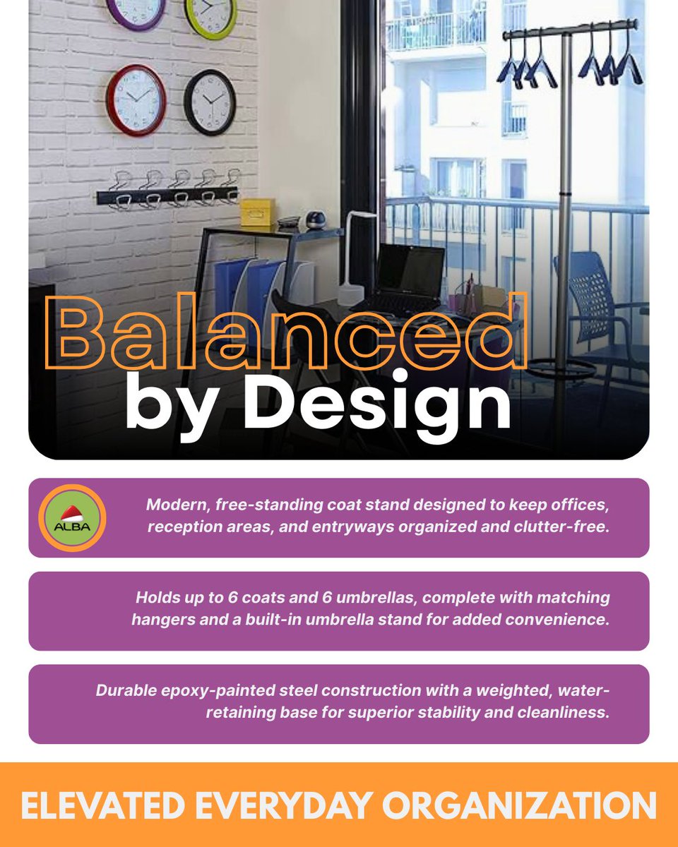 VictorTechBrand's tweet image. Upgrade your workspace with effortless organization. The Alba Wave2 Coat Stand &amp;amp; Garment Rack brings modern style and smart storage to offices, entryways, and reception areas. 

👉 Check it out here: bit.ly/3MEEqm1

#Alba #EntrywayEssentials #ModernDesign