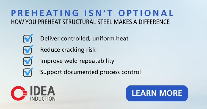 IdeaInduction's tweet image. Reducing cracking risk in structural steel starts with proper preheat. Induction offers faster, targeted heating vs. traditional methods.
bit.ly/4tAQoOk
#Welding #InductionHeating