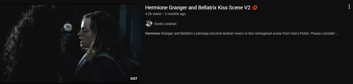Dex_Starling's tweet photo. @YouTube, I'm tired of your hypocrisy. I use ASMR to sleep, time and time again, this content is removed due to it being "sexual content", whereas AI videos of Hermione kissing Bellatrix, for example, aren't. Please remove this disturbing/illegal content and restore ASMR content. https://t.co/i7U8L8D4eQ