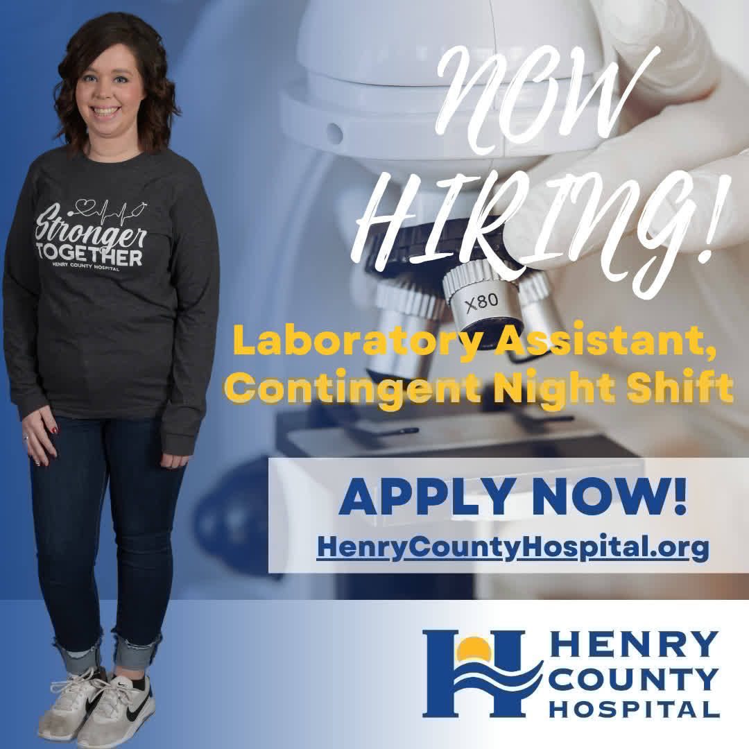 Start your healthcare journey here.
✨ Lab Assistant Opening ✨

If you enjoy precision, teamwork, and meaningful work, this role could be your next step.

Click here to view this opportunity: henrycountyhospital.org/about-us/caree…