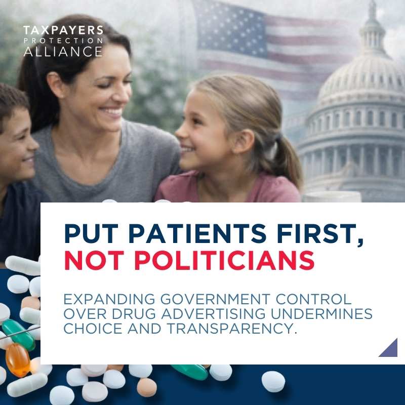 Protectaxpayers's tweet photo. Pharmaceutical advertising bans won’t Make America Healthy Again.

Prescription drug ads are legal, regulated, and protected speech. Efforts to ban them are bad for patients and dangerous for the First Amendment.