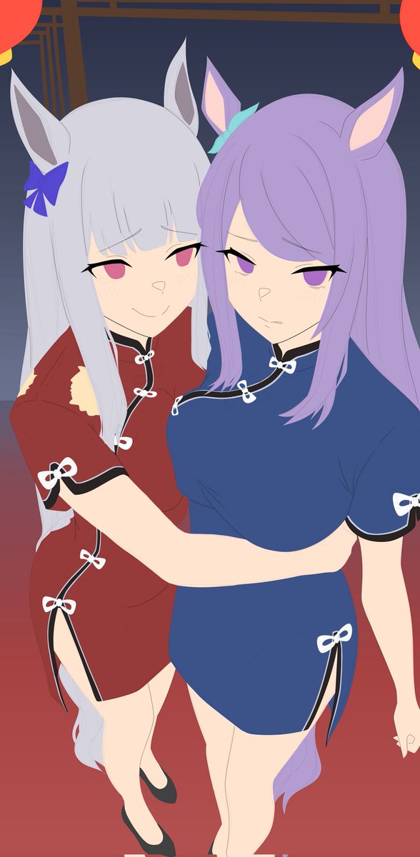 Inxzia's tweet photo. Goldship and Mejiro McQueen Chinese new years!✨

#umamusume #ウマ娘 https://t.co/iSCbKQM43S