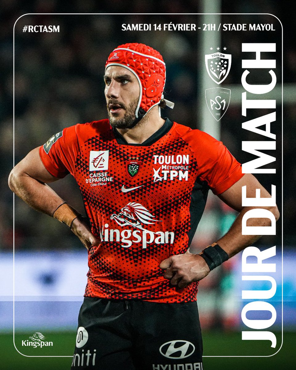 RCTofficiel's tweet photo. 𝐉𝐎𝐔𝐑 𝐃𝐄 𝐌𝐀𝐓𝐂𝐇 💥

🆚 @ASMOfficiel 
🏆 @top14rugby
🕘 2⃣1️⃣H
🏟️ Stade Mayol
📺 CANAL+
🎟️ https://t.co/vt2jqPG1Ig

#ParceQueToulon #RCTASM https://t.co/bgQvPQhjIy