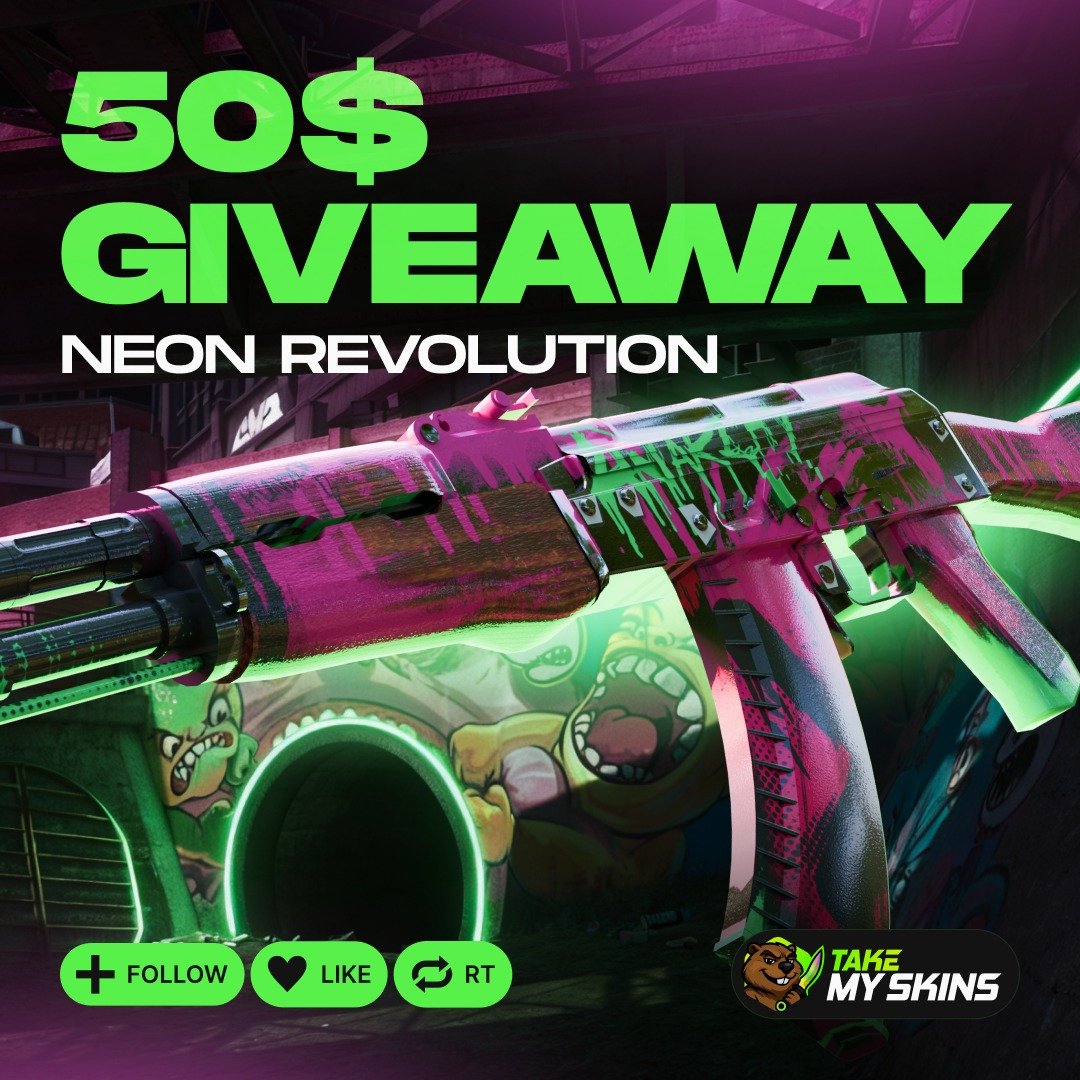🎁$50 AK-47 | Neon Revolution❤️

To enter:
✅Retweet &amp; Like,
✅Follow: <a href="/rgLyCS/">rgly</a>, <a href="/takemyskins/">TakeMySkins</a>,
✅Tag a friend.

🍀Good Luck!
⏰Ends in 7 days!

#CS2 #CS2Giveaway