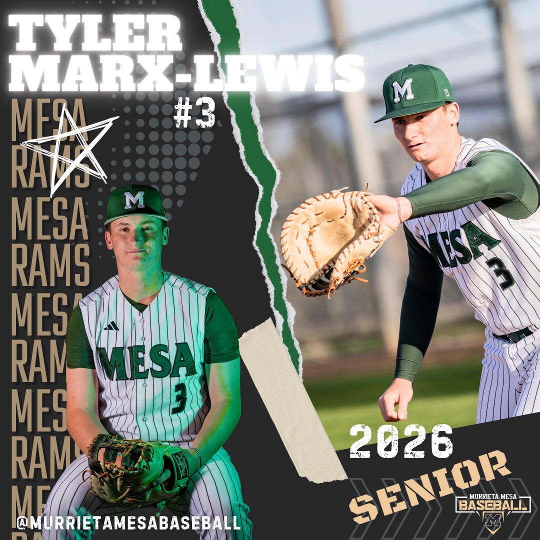 mesa_baseball's tweet photo. 2026 Senior Tyler Marx-Lewis #MurrietaMesaBaseball #WeAreMesa #GoRams #SeniorSpotlight https://t.co/oKyA6GxDrl