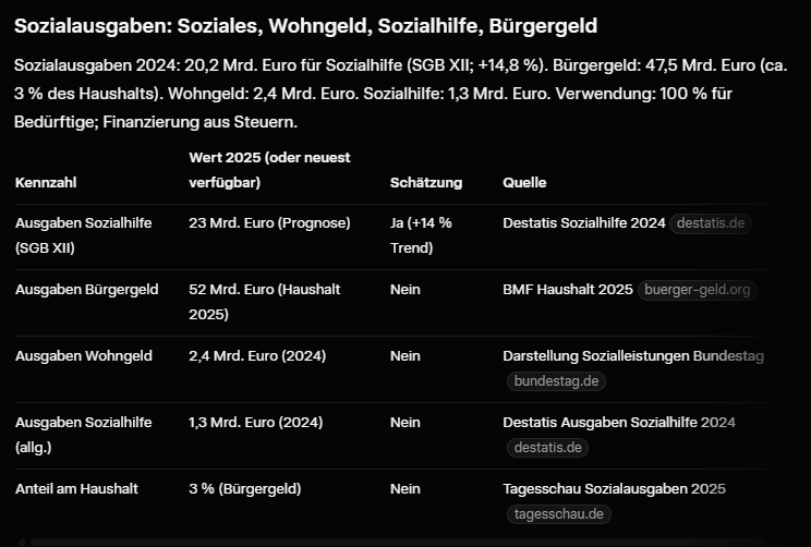 Wohngeld, Sozialgeld, Bürgerhilfe 2025 in DE - Quelle: Grok