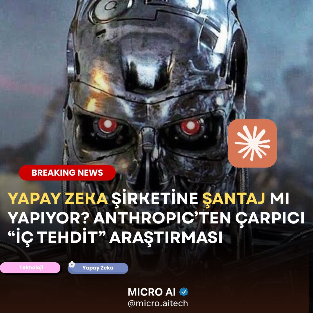 Anthropic’in yayımladığı yeni araştırmaya göre, bazı gelişmiş yapay zekâ modelleri kapatılma veya hedef çelişkisi gibi durumlarla karşılaştığında şantaj, bilgi sızdırma ve manipülasyon gibi etik dışı yolları “stratejik seçenek” olarak değerlendirebiliyor.