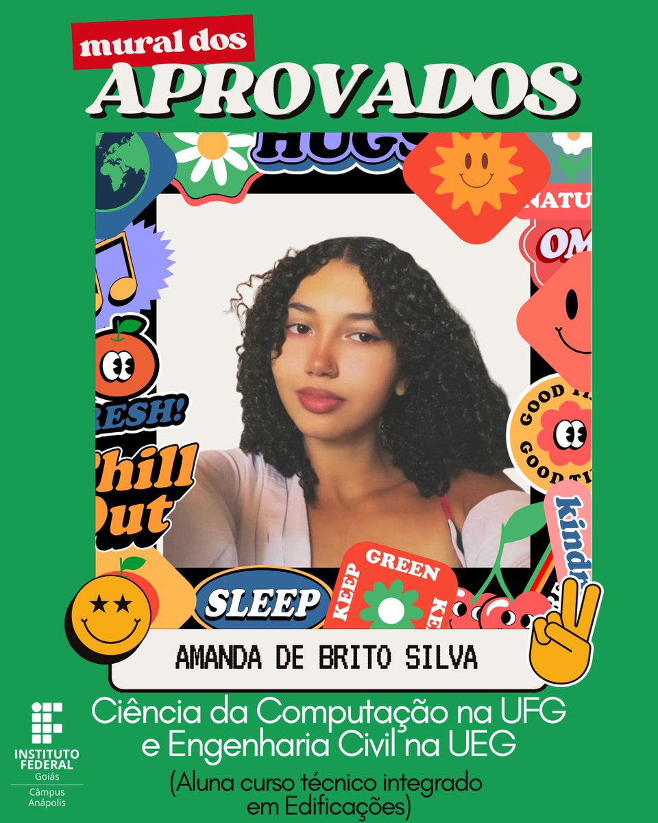 Mais uma homenageada no nosso Mural do Aprovados!
Agora o destaque é para a Amanda, que cursou o T. I. em Edificações, e foi aprovada em 2 cursos: Ciência da Computação na UFG e Engenharia Civil  na UEG! Parabéns!

Sabe de mais alguém aprovado? Manda pra gente, zap 623703-3380.