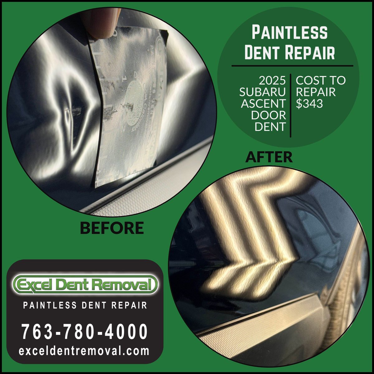 excelDENTrepair's tweet image. Many traditional auto body shops say that certain dents in the bodyline can't be repaired with paintless dent repair and that they need to do a full repair and paint job. 
We have successfully fixed dents in car doors, as shown in these photos. 
#PDR #autobodyshop #dentrepair