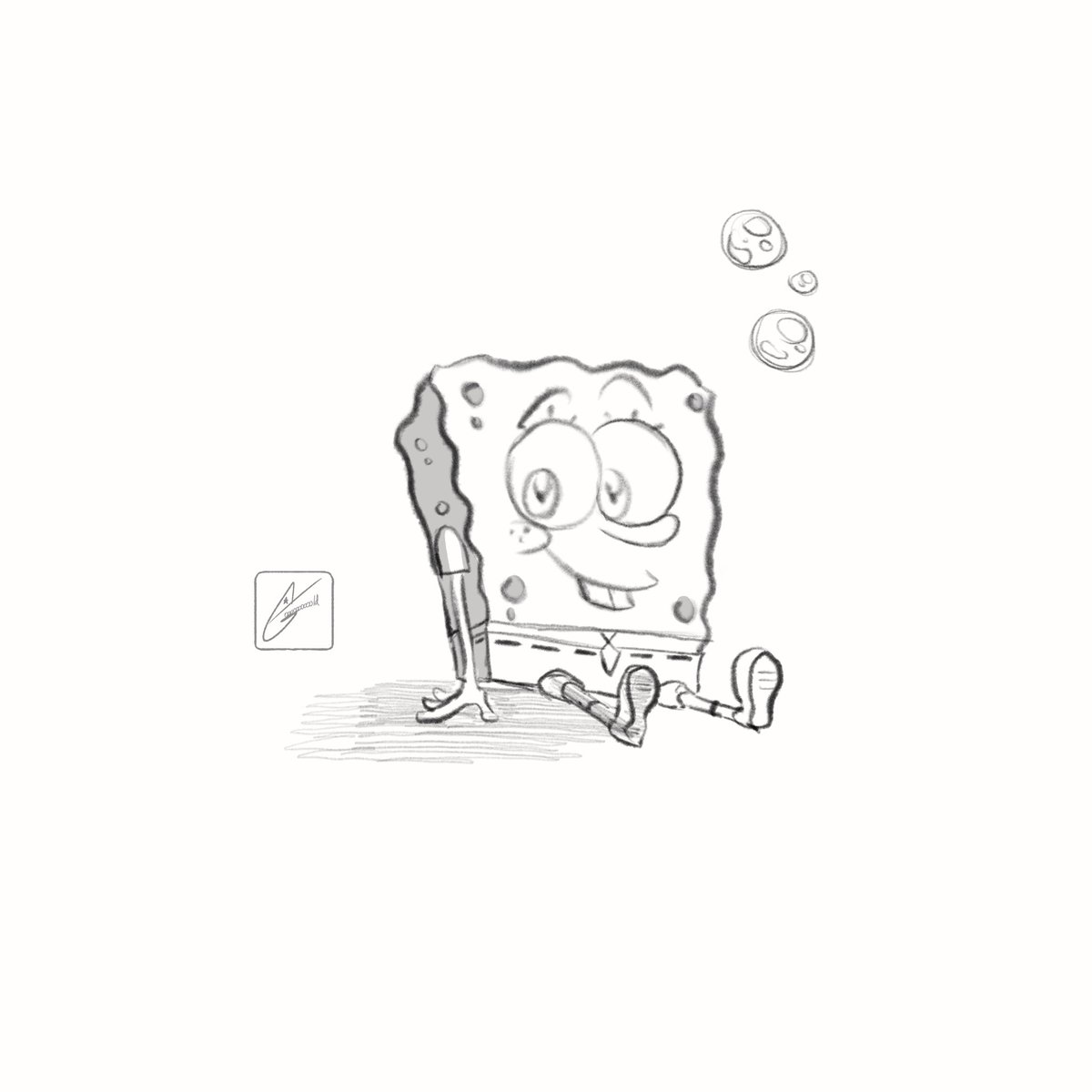 My mood is a little down today, so I drew the sponge to make myself feel better. #SpongeBobSquarepants #Nickelodeon