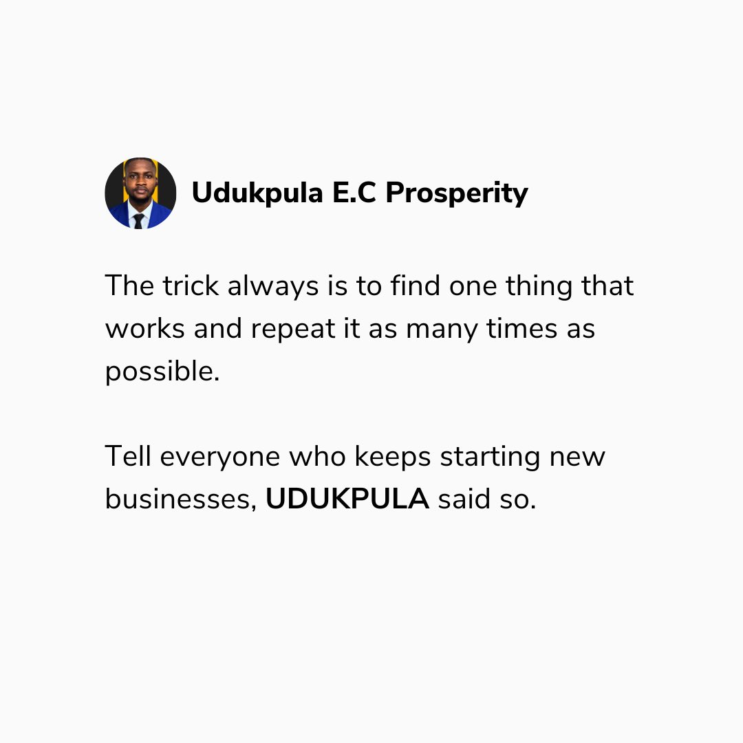 UdukpulaE's tweet photo. Find what works.
Repeat it.
#Entrepreneurship https://t.co/cajznj5Dzz