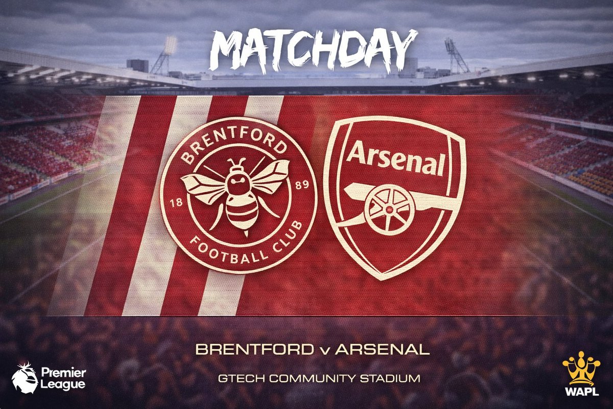 WeArePLeague's tweet image. ◉ Premier League • Rodada 26 

Matchday 

🕔 5pm 

🏟 Brentford Community Stadium 

🟥 Brentford v Arsenal 🔴 

📺 TNT Sports UK 🇬🇧 • ESPN 🇧🇷 

🏆 #PremierLeague

#WithPride 

#BREARS 

#WAPL