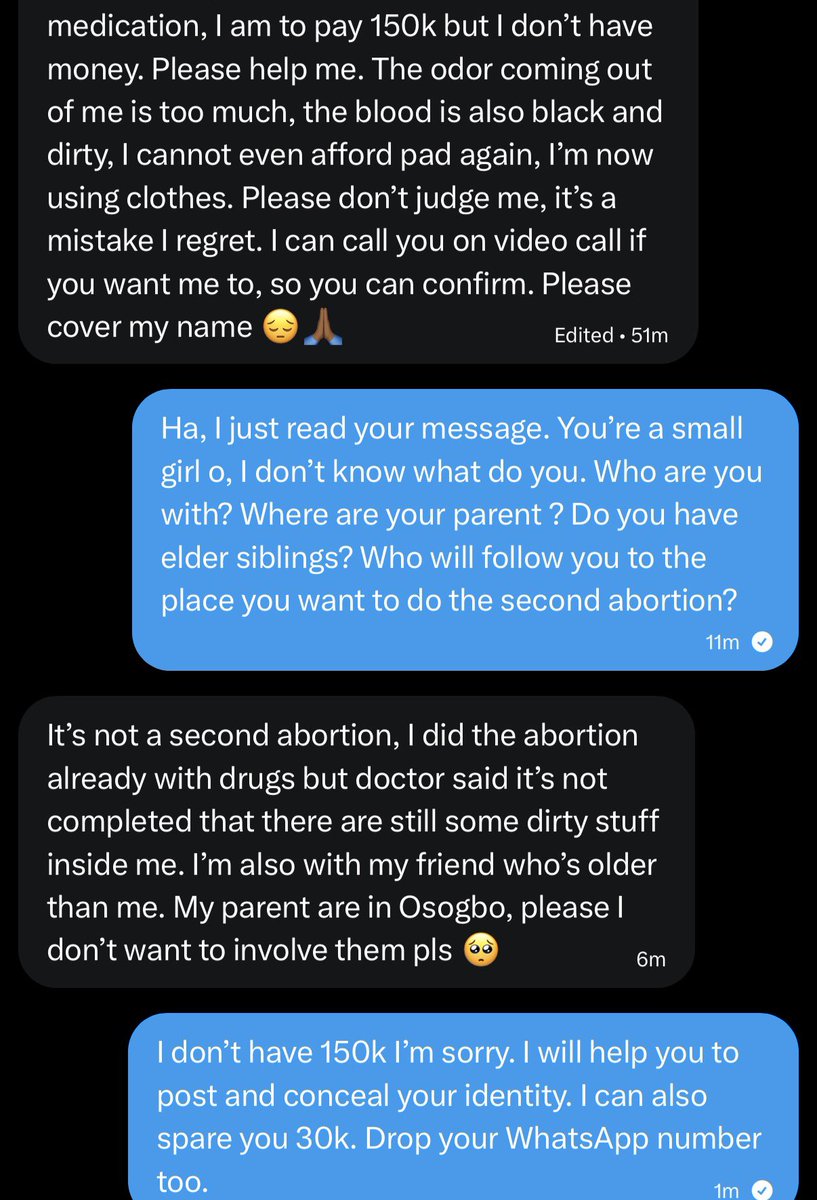 Please for God sake, if you can be of help to this lady, no amount is too small. 

She said she couldn’t go to school cos of the odor/dirts that’s coming out of her vāgïna. 

She needs sum of 120k. 

Please no amount is small 🥺🙏🏾

0491241121 
GTBank 
Abdullah Abdulsalam