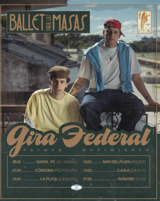Nasir Catriel y Fasciolo anunciaron el tour de Ballet para las masas
Las entradas de todas las fechas van a estar disponible en las siguientes horas a traves de este link:linktr.ee/balletparalasm…
