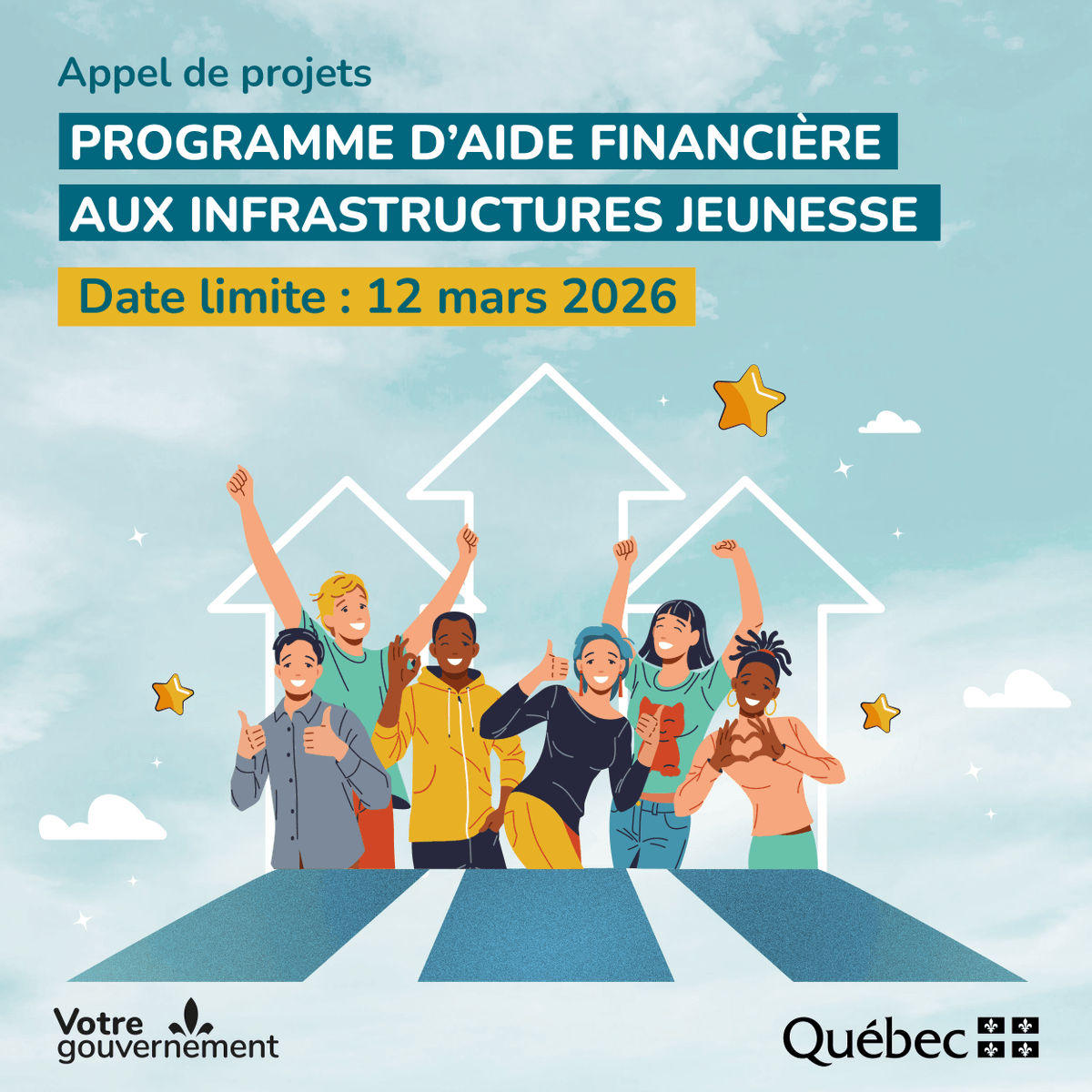 SAJ_Qc's tweet photo. #Appeldeprojets visant l’amélioration des infrastructures destinées aux jeunes.

Déposez votre demande d’ici le 12 mars 2026, à 16 h.

Pour plus de détails : 👉 https://t.co/6UKaDxqktP

#appeldeprojets #infrastructures #jeunes #financement #économiesociale https://t.co/TT3RyIdnv2