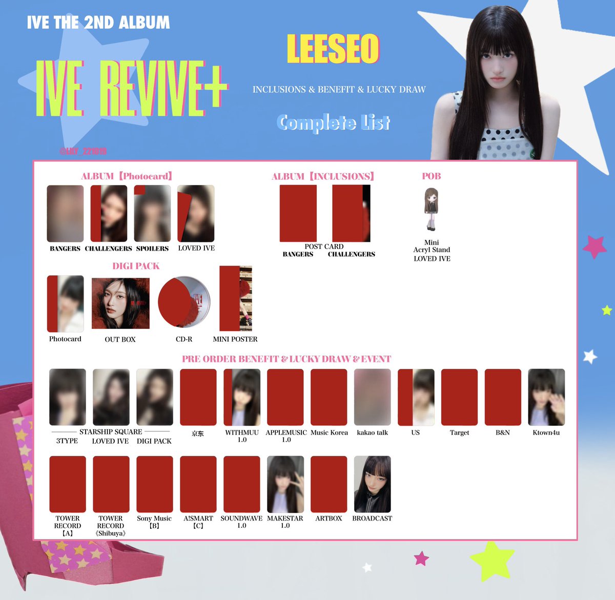 IVE【 REVIVE+ 】 封入&特典 トレカ 一覧 🩵💫 Photocard List ver.1