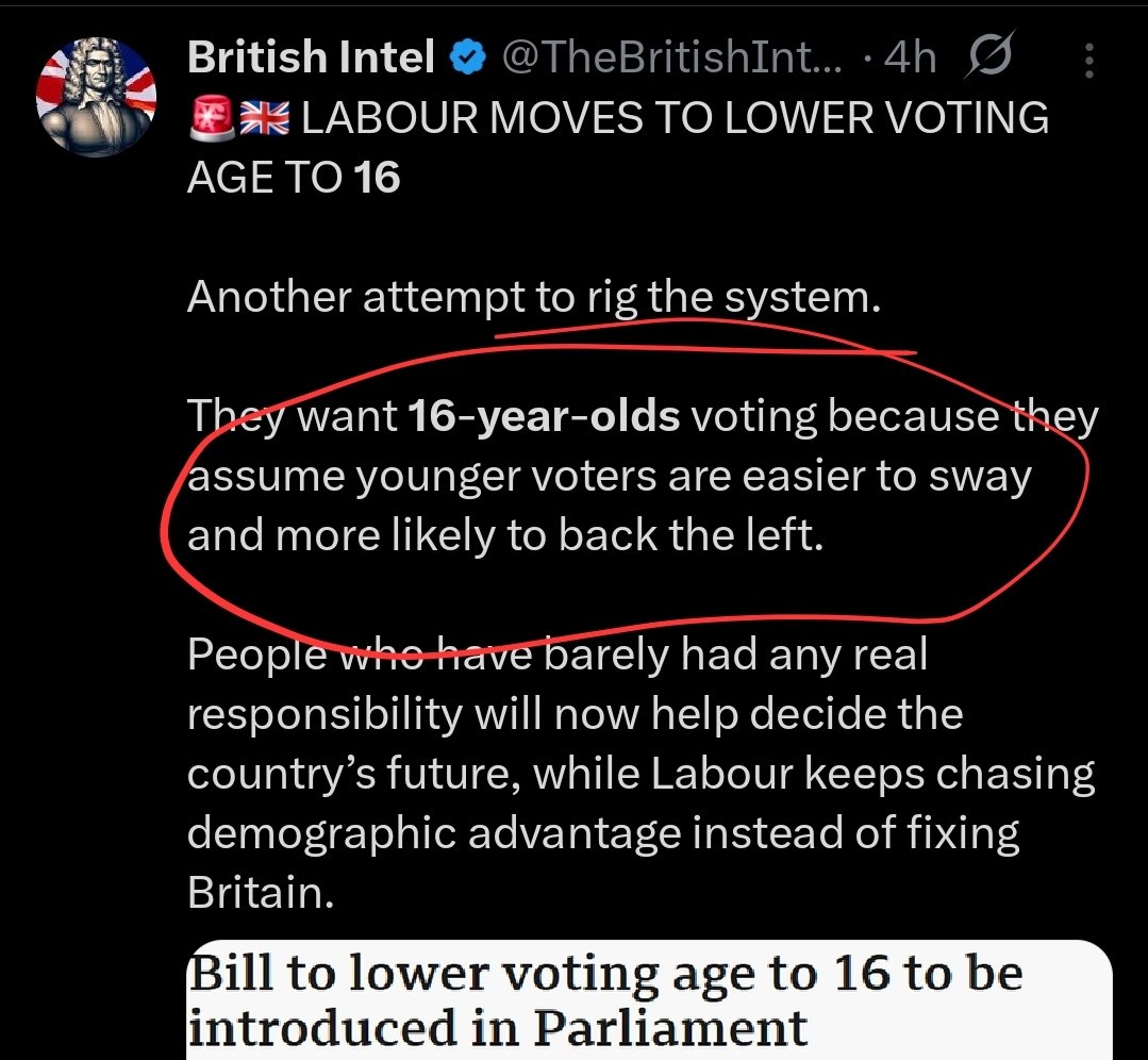 "16 year olds are easier to sway"
Lmao. It wasn't 16 year olds that voted to fuck their own economy cos posh spivs told them it was patriotic.