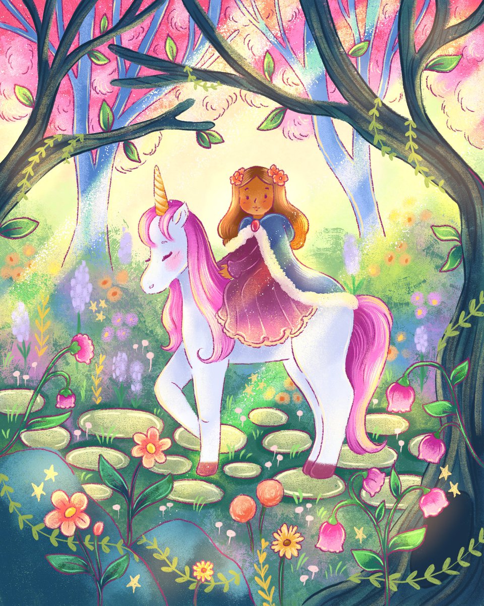 Spring meadow 🌸🌿

Experimenting with line art in different colors and just different color palettes! Also currently on a fantasy kick ✨🍄

#kidlit #procreate #kidlitart #fairy #illustration