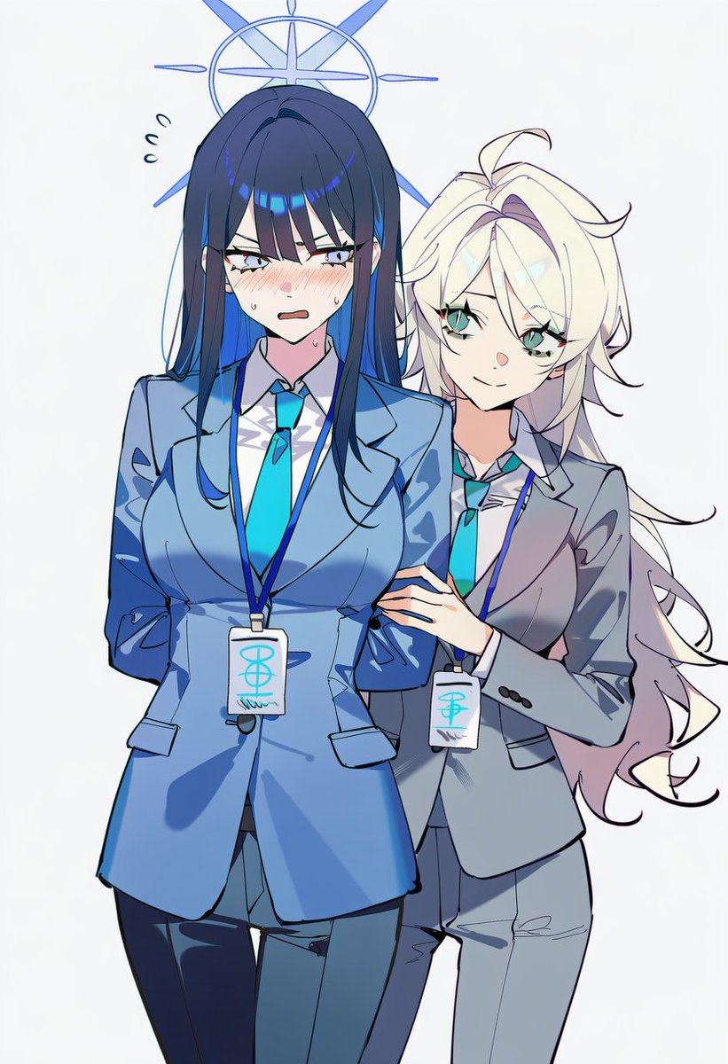 女体化先生(ブルーアーカイブ)と少し未来の世界
『研修生ちゃん』と先生
#ブルーアーカイブ 
「ほら研修生ちゃん、あいさつしないと」
「錠前サオリです。よろしくお願いいたします……」 