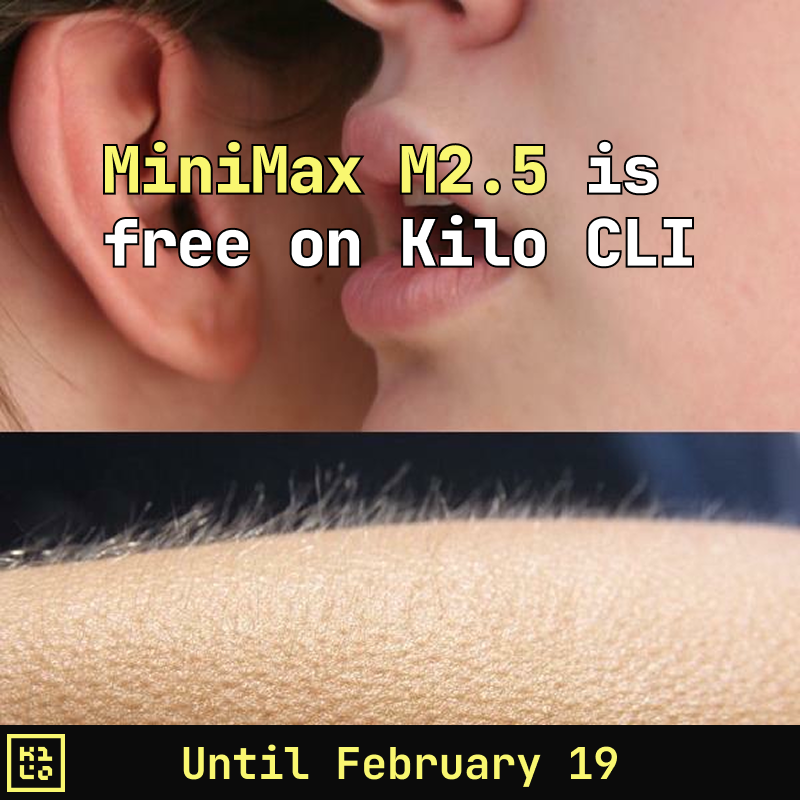 kilocode's tweet photo. We're making MiniMax M2.5 free for a week