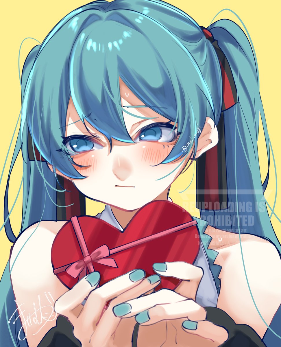 初音ミク 「あの…これ…」|まいむぎのイラスト