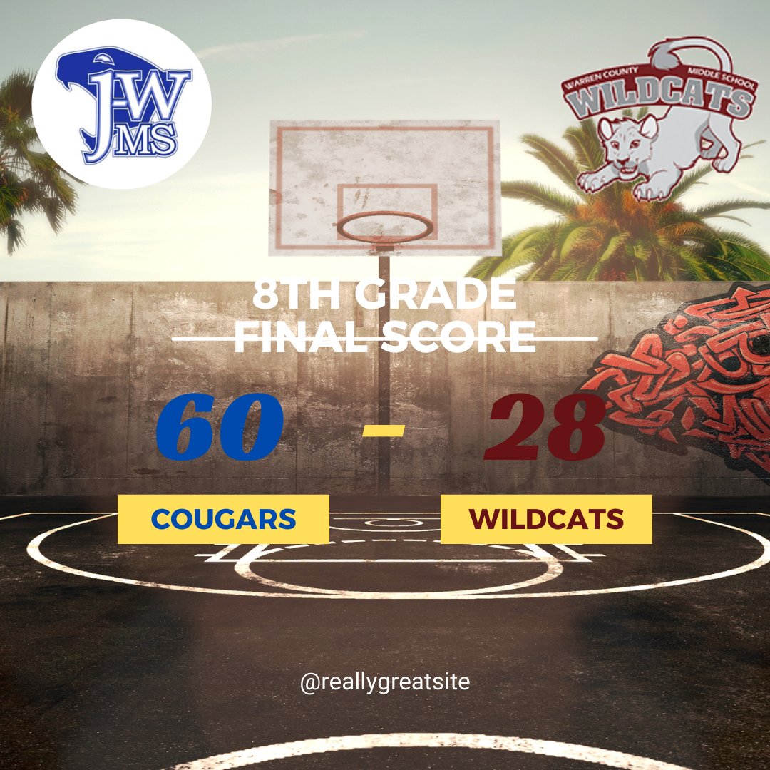 JWMSGoCougars's tweet photo. Our 8th grade boys got the win last night vs the wildcats of warren co! 
#LetsGoCougars https://t.co/yZIGBFNuRf