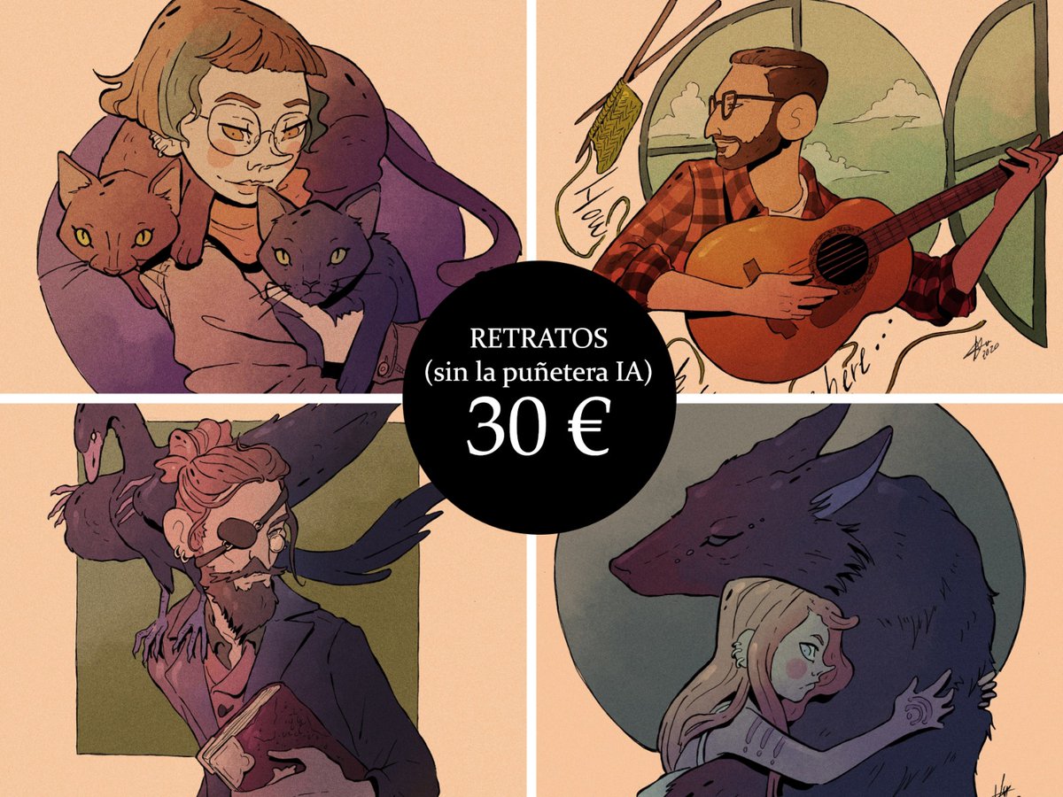 Hacia años que no hacía esto, pero entre que están siendo semanas difíciles económicamente y que no hago más que ver retratos horribles con IA...

✨ABRO encarguitos de retratos MUY MUY REBAJADOS. ✨

Hechos por un SER HUMANO, con un estilo único y no en reproducción en cadena.