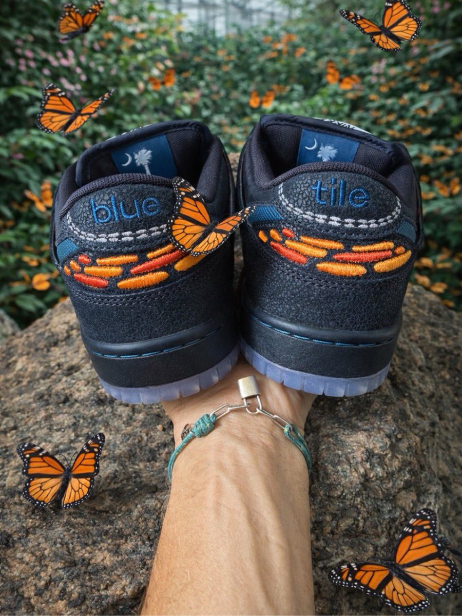 Bluetile Skateboards x Nike SB Dunk Low Pro QS “Monarch Butterfly