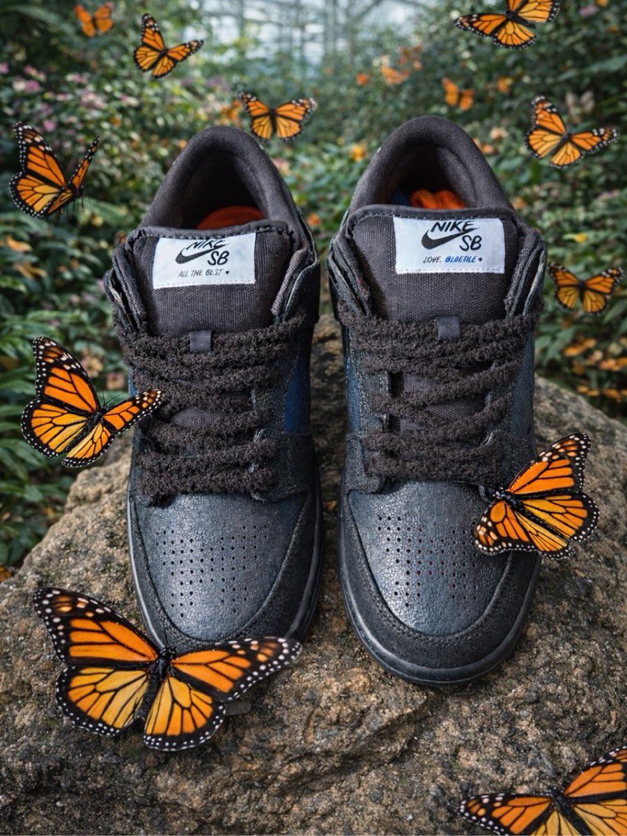 Bluetile Skateboards x Nike SB Dunk Low Pro QS “Monarch Butterfly