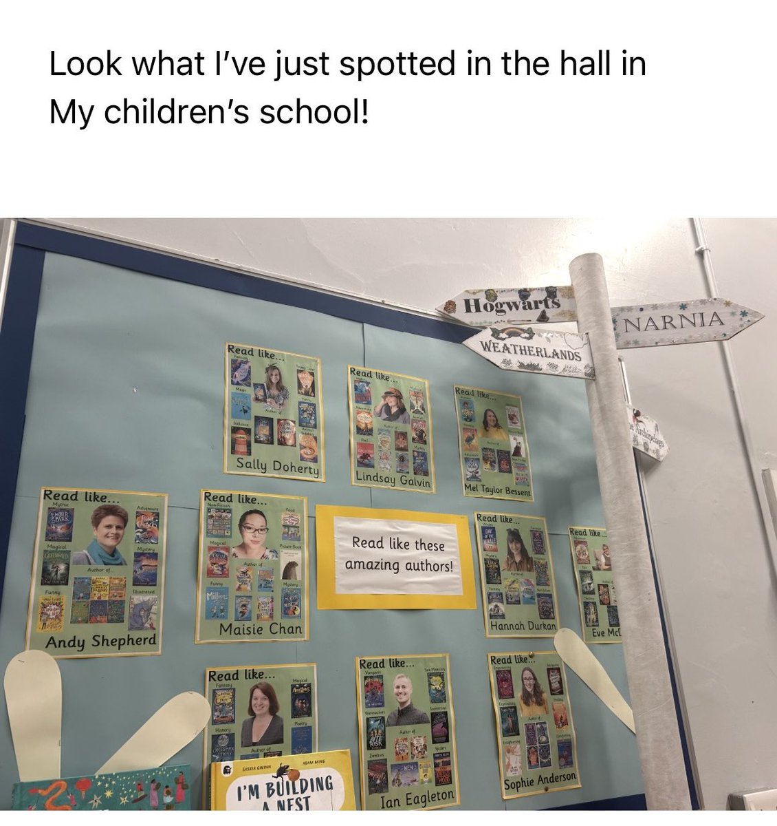 Sally_writes's tweet photo. Such a lovely surprise to receive this via email from a parent this week 🥺

What do you mean my books and I are on show in a school hall?! And alongside some wonderful authors. (Yes, imposter syndrome is saying I don’t belong there 🫣) https://t.co/YBgoxAWnx8