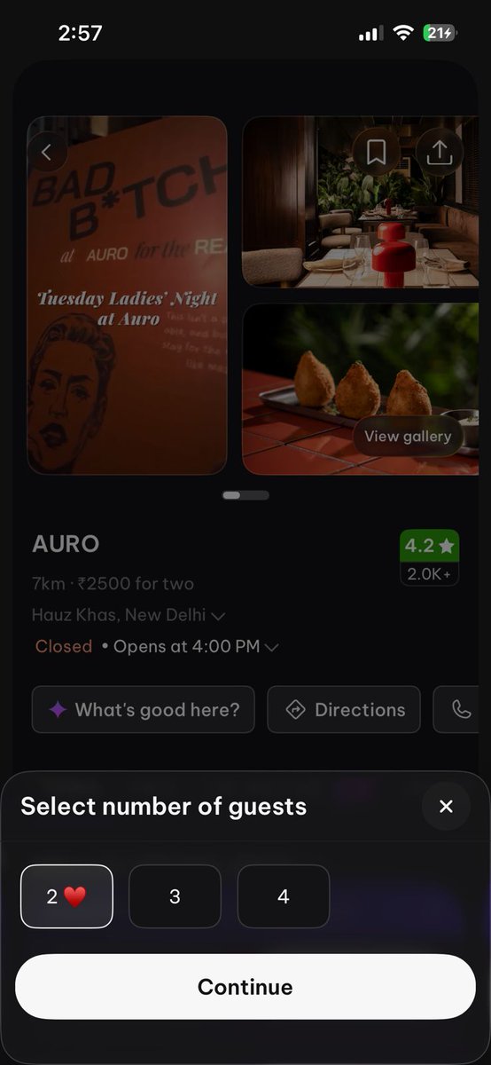 tahaactually's tweet image. Booked a solo table for the 14th just to treat myself (no shame in self-dates), but then my crush texted last minute like “hey, you free tonight?” Heart racing.
Quick panic - upgraded to 2 guests on #District, and boom, same spot had space (plus that tiny ❤️ popped up, made me