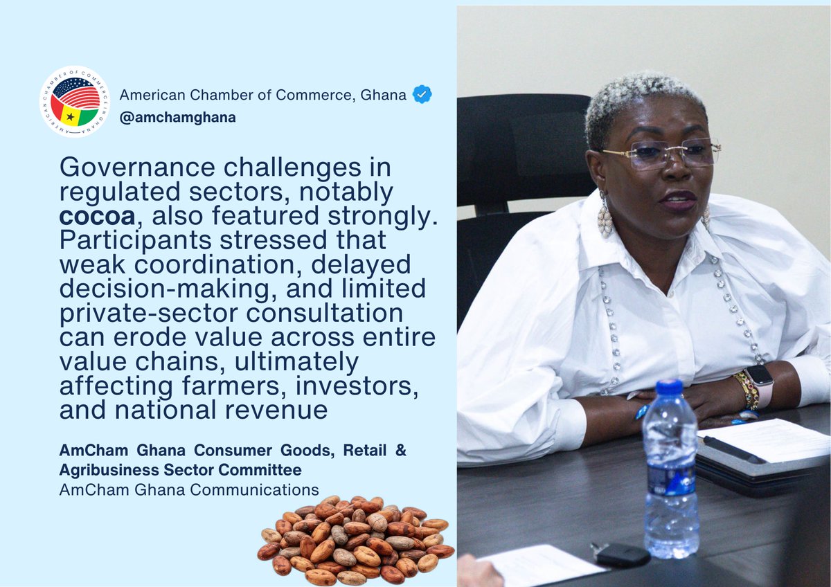 Governance challenges in regulated sectors, notably cocoa, also featured strongly. Members stressed that weak coordination, delayed decision-making, and limited private-sector consultation can erode value across entire value chains, ultimately affecting farmers, investors, and
