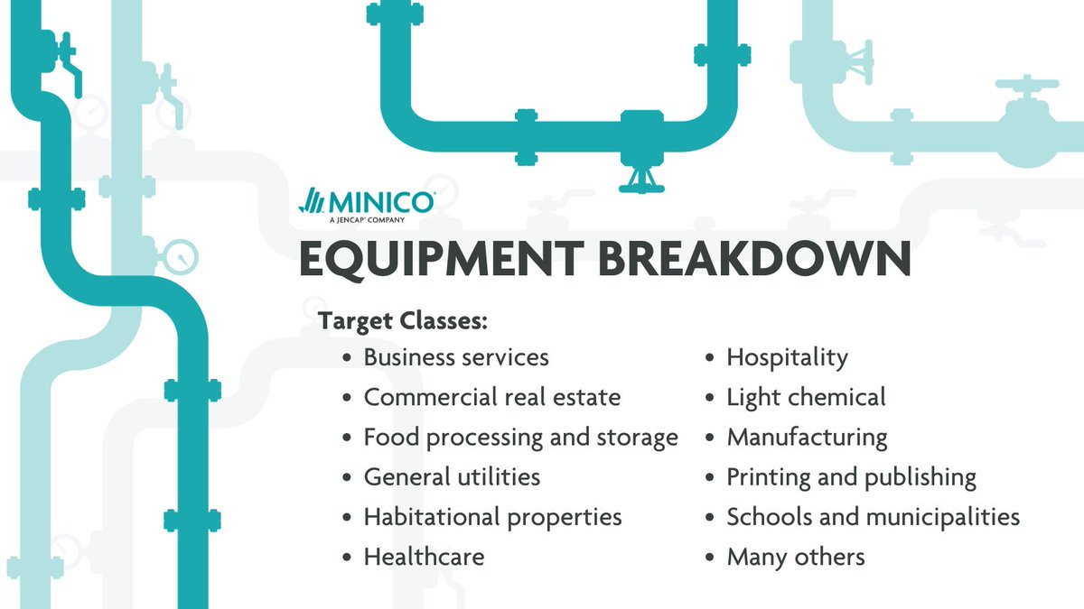 MiniCoInsurance's tweet photo. Our exclusive Equipment Breakdown program provides monoline coverage for commercial properties to protect critical business equipment. 

Get in touch with MiniCo’s experts for the most effective insurance solutions for your policy holders. https://t.co/srbimcFdtN https://t.co/1bYIT79KNP