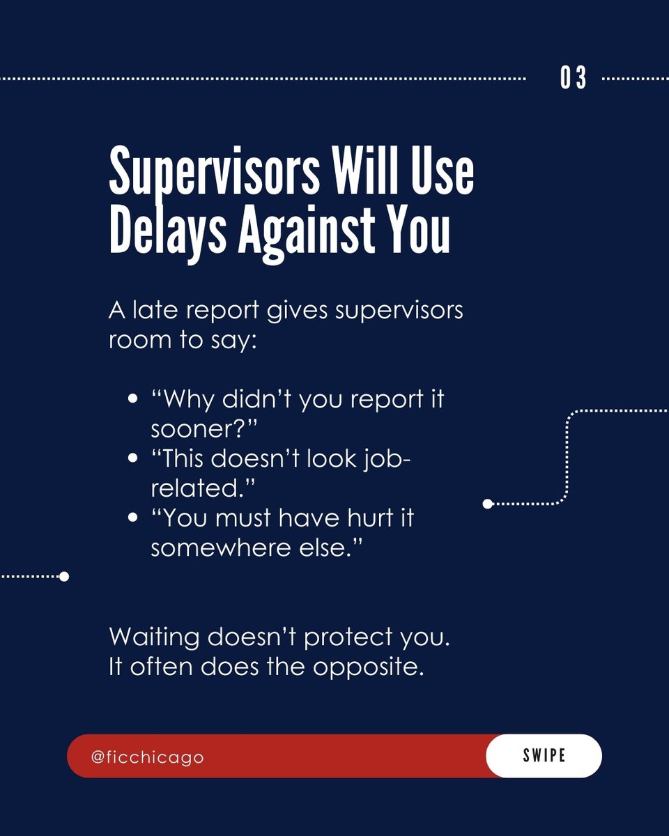 ficchicago's tweet image. Reporting an injury isn’t about causing problems.

It’s about protecting your health, your income, and your future.

If you’re injured or think you might be, don’t wait.

📞 Contact us today for expert guidance.

#OWCP
#FederalWorkers
#WorkplaceInjury