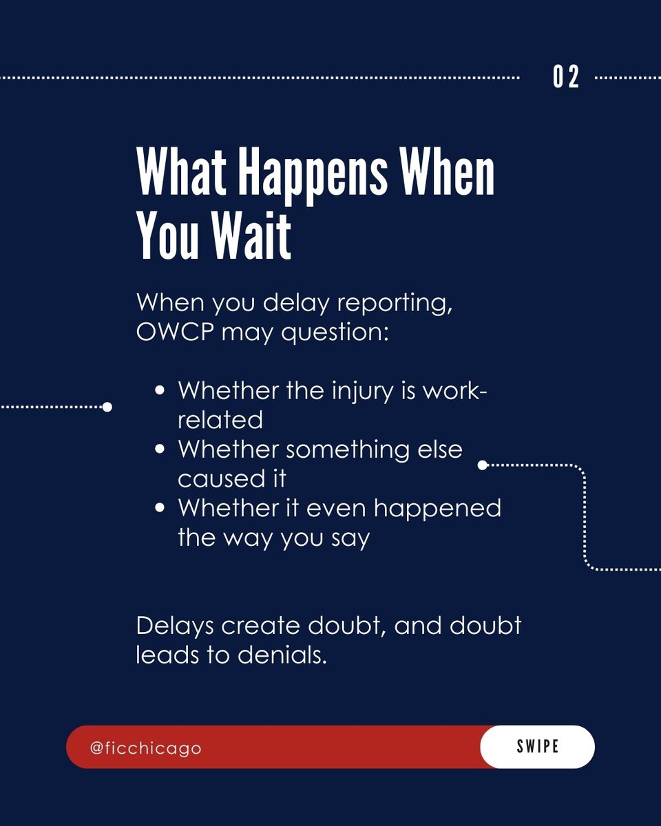 ficchicago's tweet image. Reporting an injury isn’t about causing problems.

It’s about protecting your health, your income, and your future.

If you’re injured or think you might be, don’t wait.

📞 Contact us today for expert guidance.

#OWCP
#FederalWorkers
#WorkplaceInjury