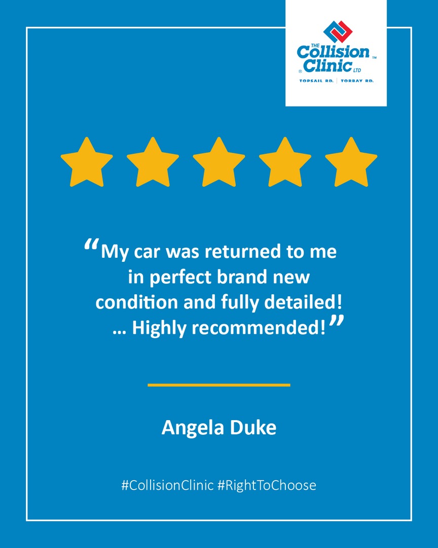 collisionclnic's tweet photo. “My car was returned to me in perfect brand new condition and fully detailed! … Highly recommended!”

- Angela Duke

#CollisionClinic #RightToChoose https://t.co/j1YLhzpB9j