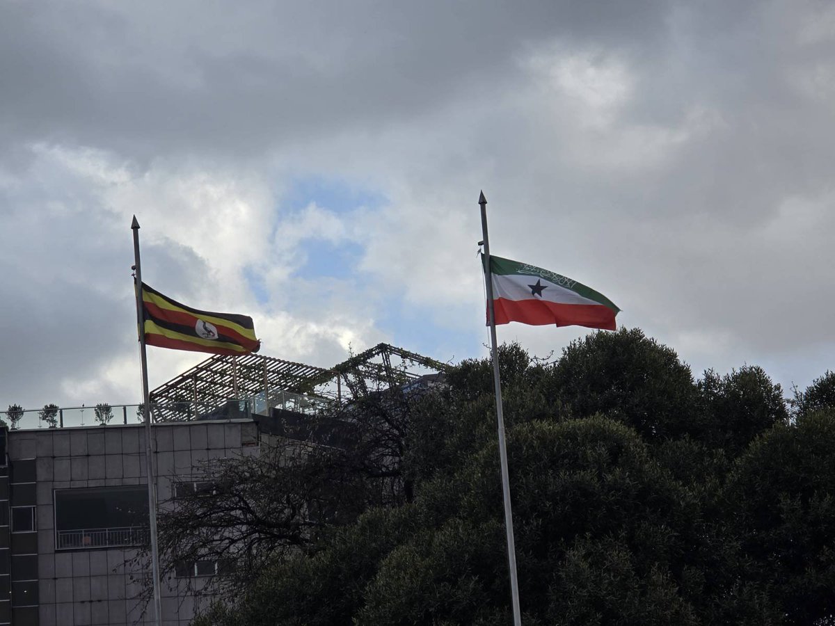 hear_afrika's tweet photo. For the first time, the Somaliland flag is flying outside the African Union Headquarters alongside the flags of other African nations, just ahead of the 39th Ordinary Session of the Assembly of Heads of State and Government set to begin in Addis Ababa on 14 February 2026. https://t.co/3HSqx6Ipjs
