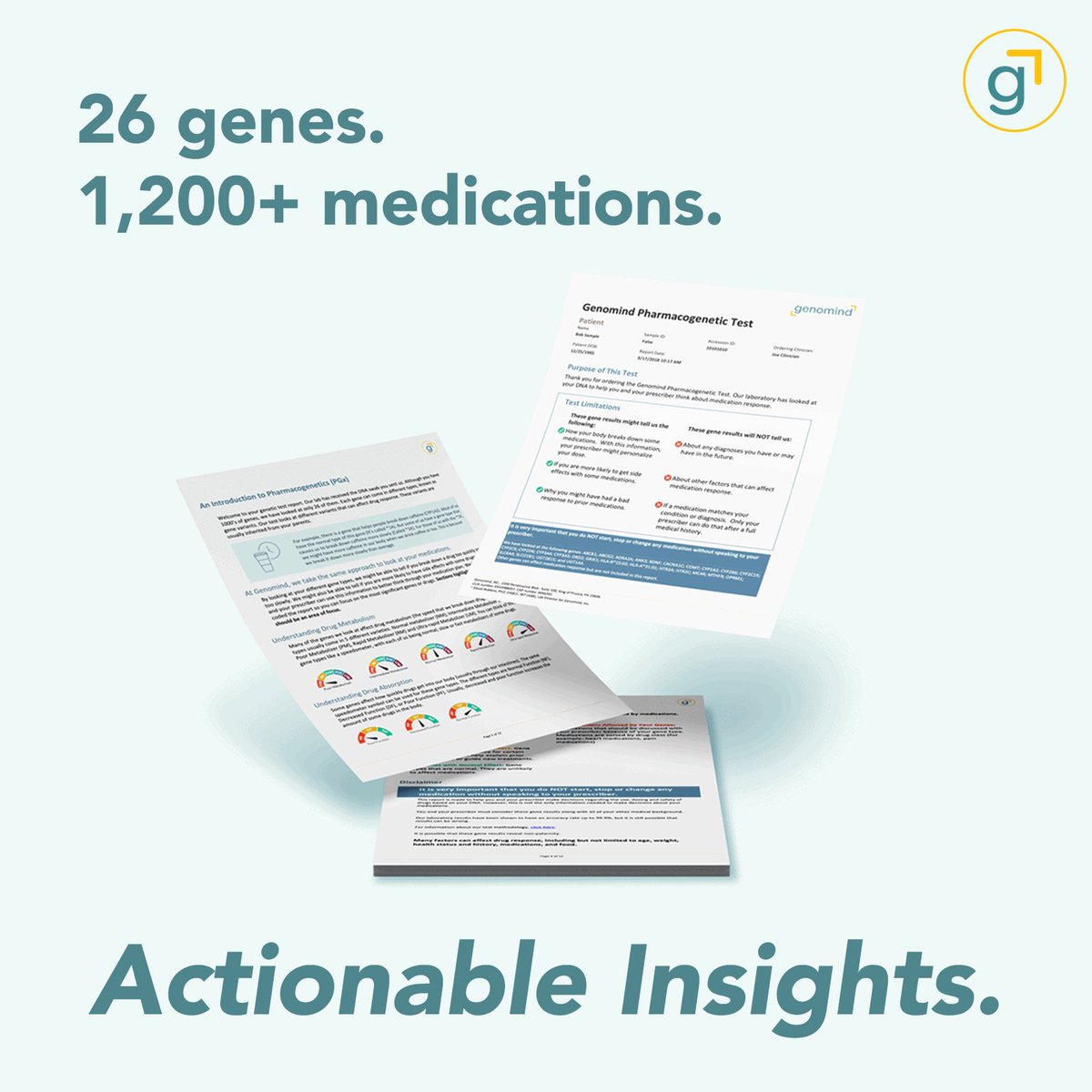 Better conversations lead to better care.

Our PGx test analyzes 26 genes &amp; 1,200+ medications, revealing how your body metabolizes drugs &amp; optimizing treatment decisions.

Move beyond trial-and-error. Get tested: genomind.com/getstarted/

#PGx #PrecisionMedicine #Pharmacogenetics