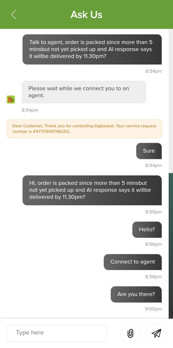 NiketDoshi93's tweet photo. No executive connected for last 7 mins....@bigbasket_com @CEE_bigbasket @bigbasketblog @BigBasketTech https://t.co/9M5LSpC58D