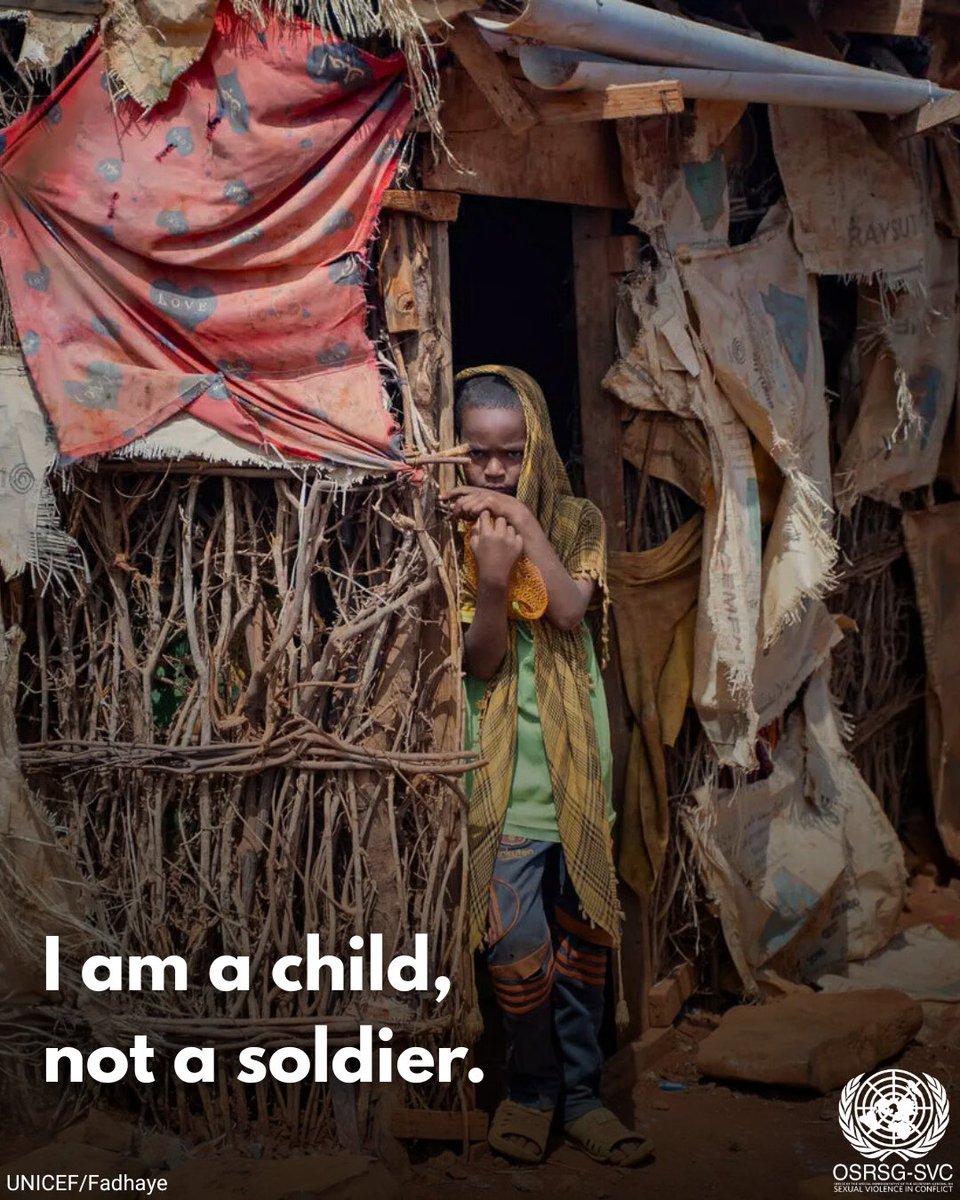 endrapeinwar's tweet photo. Every child deserves hope, safety, and a future free from fear. On the Int. Day Against the Use of Child Soldiers, we stand against recruitment and sexual violence. Together, we can build a world where every child grows up free, safe, and empowered.
#ProveItMatters #RedHandDay #ChildrenNotSoldiers